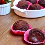 coconut chocolate creamy truffles with strawberry jam
