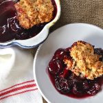 cherry brandy cobbler with coconut biscuit, easy entertaining, summer dessert
