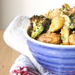 Broccoli and potatoes tossed in a gribiche made of hard boiled eggs.